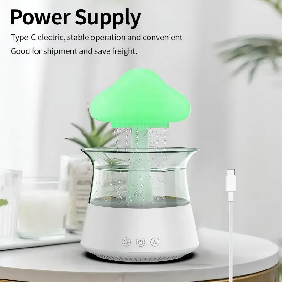 Relax Cloud Rain Diffuser: Ultrasonic Aromatherapy Humidifier with Colorful Lamp